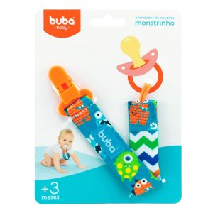 Prendedor de Chupeta Buba Toys com Clipe Monstrinho Azul