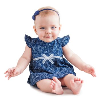 Conjunto Bebê Tilly Baby Vestido e Tapa Fralda Azul Marinho Modelo