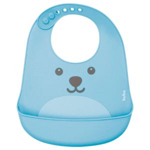 Babador Pega Migalhas Buba em Silicone com Ajuste Gumy Azul