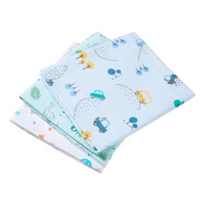 Kit 3 Cueiros Papi Flanelados 80x50cm Estampados Menino Azul