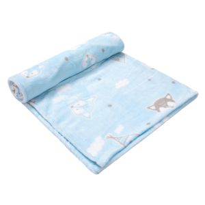 Cobertor de Microfibra Papi 1,10m x 85cm Raposa Azul Claro