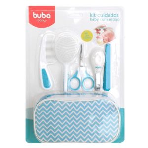 Kit Higiene Buba Cuidados para Bebê com Estojo Branco Azul