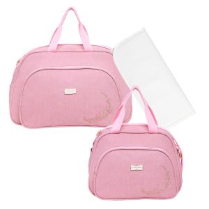 Kit Bolsas Maternidade Pirulitando G+P+T Florir Rosa