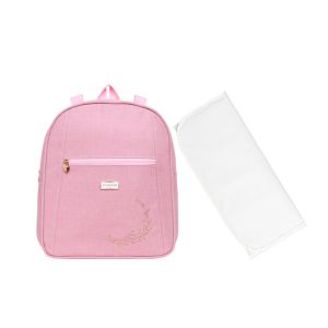 Mochila Maternidade Média Pirulitando e Trocador Florir Rosa