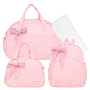 Kit Bolsas Maternidade Pirulitando Completo Glitter Rosa 1