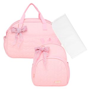 Kit Bolsas Maternidade Pirulitando G+M+T Glitter Rosa 1