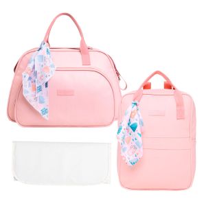 Kit Bolsas Maternidade Pirulitando G+M+T V2 Arco-Íris Rosa 1