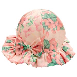 Chapéu Infantil Fofinho Carolina com Laço Floral Rosa Marfim