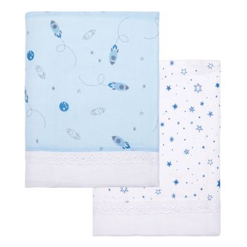 Kit 2 Toalhas de Fralda Papi 1,10m X 70cm Espaço Azul