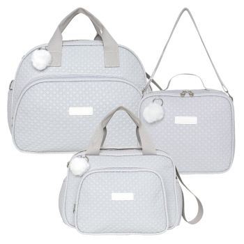 Kit Bolsas Maternidade Pirulitando G+P+F Leveza Cinza