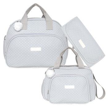Kit Bolsas Maternidade Pirulitando G+P+T Leveza Cinza