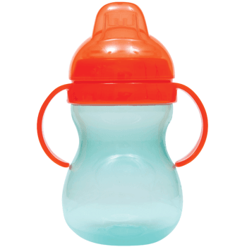 Copo com Alça Buba 350ml Bico em Silicone Verde/Laranja