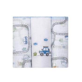 Kit 3 Fraldas Papi 63x63cm com Ponto Elize Pista de Carros