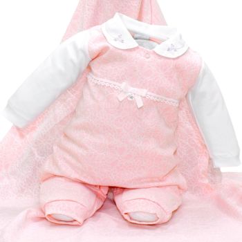Saída Maternidade Sonho Mágico Ternura Malha Branco Rosa