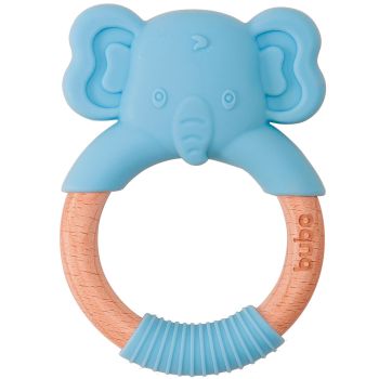 Mordedor Massageador Gengiva Buba em Silicone e Bambu Azul