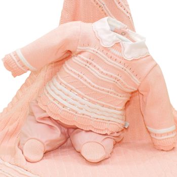Saída De Maternidade Beth Bebê Giulia Luxo Tricô Rosa Claro