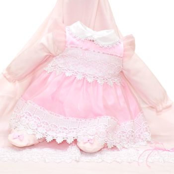 Saída de Maternidade Beth Bebê Vestido Valentina Luxo Rosa