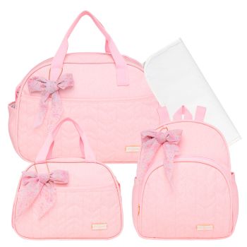 Kit Bolsas Maternidade Pirulitando Completo Glitter Rosa 1