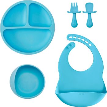 Kit Introdução Alimentar Silicone Buba 5 Peças Silicone Azul 1