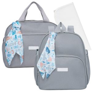 Kit Bolsas Maternidade Pirulitando G+M+T Bosque Cinza