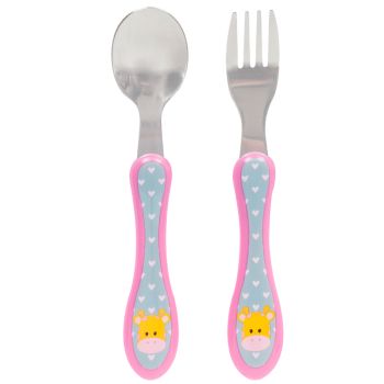 Kit Talheres Buba Garfo e Colher em Aço Inoxidável Girafa