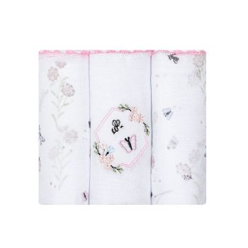 Kit 3 Fraldas Papi 63x63cm com Ponto Elize Flores Jardim
