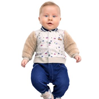 Macacão Longo Paraiso com New Soft e Moletom Denim Bege