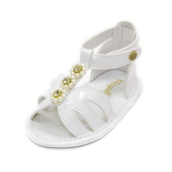 Sandália para Bebê Maguilu Pérolas e Strass Branco