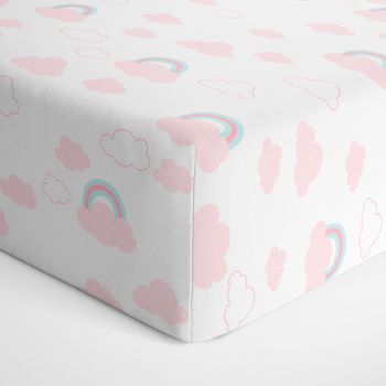 Lençol Avulso Papi Americano com Elástico Arco-Íris Rosa