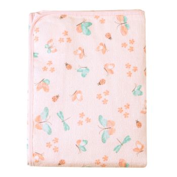 Cobertor Papi Flanelado 1,10m X 90cm Borboletas Rosa