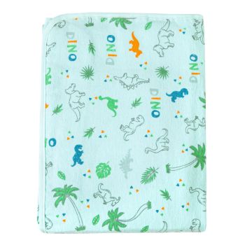 Cobertor Papi Flanelado 1,10m X 90cm Dinossauro Azul