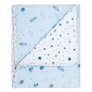 Manta Flanelada Papi 90x80cm Dupla Face Espaço Azul