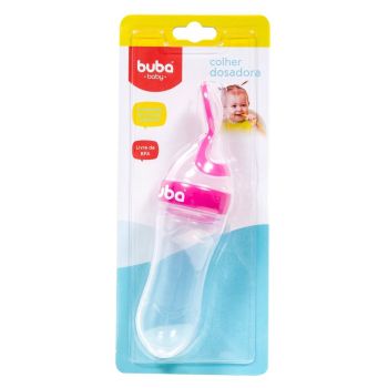 Colher Dosadora Buba Papinha Fácil e Corpo de Silicone Rosa