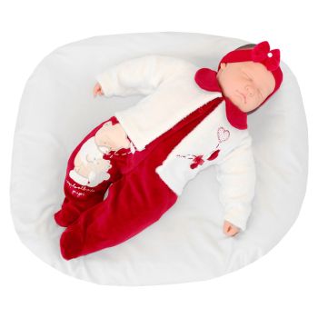Macacão Longo Pupi Baby Menina Ursinhas Corações Vermelho Modelo