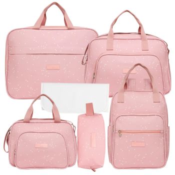 Kit Bolsas Maternidade Pirulitando Completo Bolinhas Rose 1