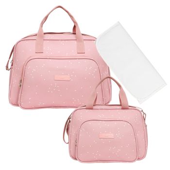 Kit Bolsas Maternidade Pirulitando G+P+T Bolinhas Rose 1