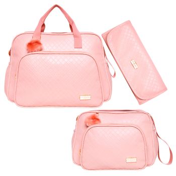 Kit Bolsas Maternidade Pirulitando G+P+T Semear Rosa 1