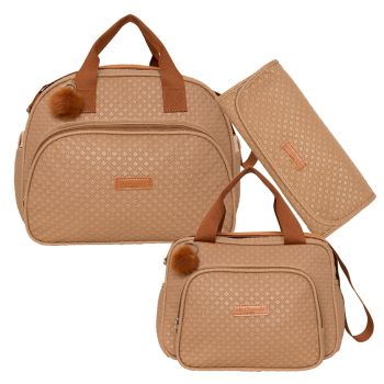 Kit Bolsas Maternidade Pirulitando G+P+T Leveza Amêndoa