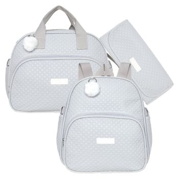Kit Bolsas Maternidade Pirulitando G+M+T Leveza Cinza