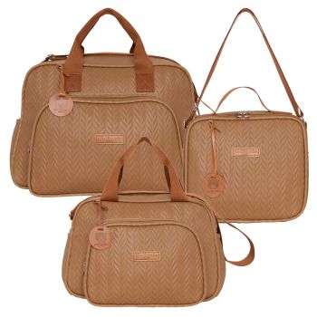 Kit Bolsas Maternidade Pirulitando G+P+F Refúgio Marrom