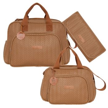 Kit Bolsas Maternidade Pirulitando G+P+T Refúgio Marrom