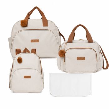 Kit Bolsas Maternidade Pirulitando Premium Amor Mãe OffWhite 1