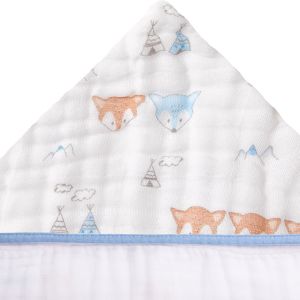 Toalhão de Banho Papi Soft Premium Capuz Estampa Raposa Azul