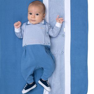 Saída de Maternidade Paraiso Conforto e Listrada Azul Denim