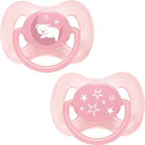 Kit 2 Chupetas Comfort Buba Texturizada Tam 1 Ursinho Rosa