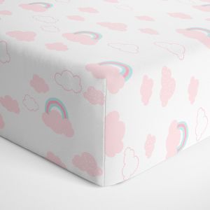 Lençol Avulso Papi Americano com Elástico Arco-Íris Rosa