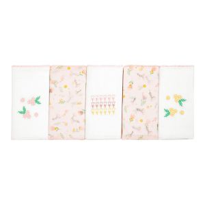 Kit 5 Fraldas Papi 70x68cm Bordada e Estampada Tulipa Rosa