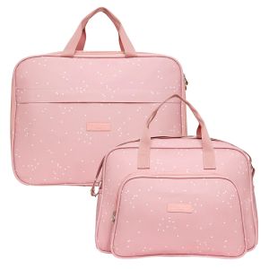 Kit Bolsas Maternidade Pirulitando GG+G Bolinhas Rose 1