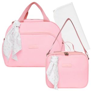 Kit Bolsas Maternidade Pirulitando G+F+T Bosque Rosa 1