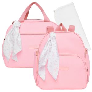 Kit Bolsas Maternidade Pirulitando G+M+T Bosque Rosa 1